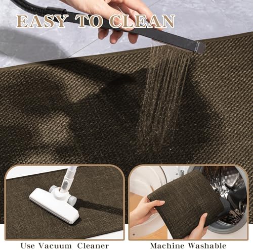 chakme Bathroom Rugs Mat 47x17, Ultra Thin Non Slip Bath Rug Runner Quick Dry Absorbent Bath Mat for Bathroom, (Brown, 47"x17")