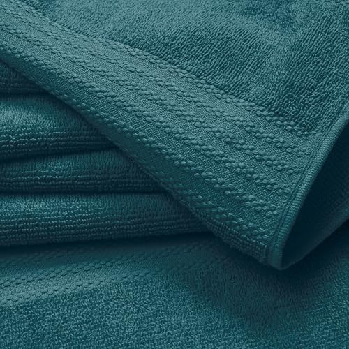 GLAMBURG Ultra Soft 6-Piece Hand Towel Set 16x28-100% Ringspun Cotton - Durable & Highly Absorbent Hand Towels - Ideal for use in Bathroom, Kitchen, Gym, Spa & General Cleaning - Teal