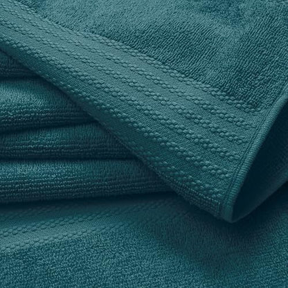 GLAMBURG Ultra Soft 24-Piece Towel Set - 100% Pure Ringspun Cotton, Contains 8 Oversized Bath Towels 27x54, 8 Hand Towels 16x28, 8 Wash Cloths 13x13 - Ideal for Everyday use, Hotel & Spa - Teal