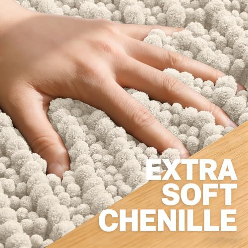 OLANLY Bathroom Runner Rugs 47x17, Thick Soft Absorbent Chenille Bath Rugs
