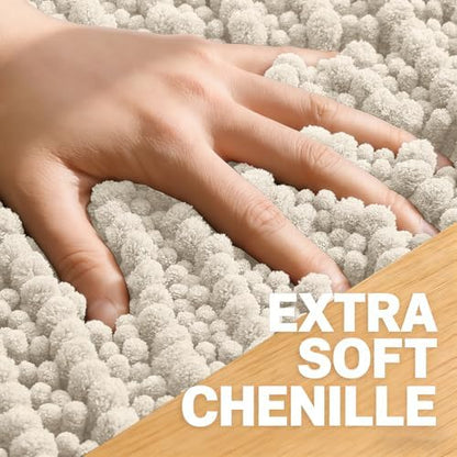 OLANLY Bathroom Runner Rugs 47x17, Thick Soft Absorbent Chenille Bath Rugs