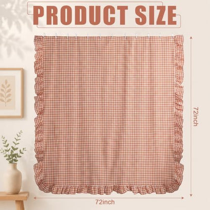 HunnmingRe Ruffled Gingham Shower Curtain Orange