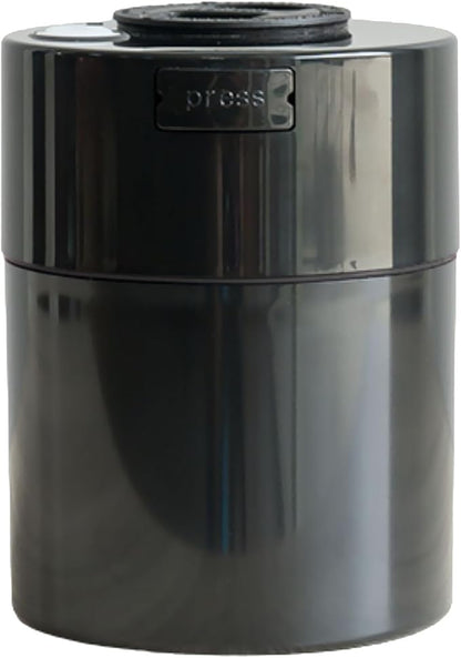 COFFEEVAC Pump It Out Airtight Coffee Container – Vacuum Storage Container for Ground Coffee Beans – Patented Vacuum Seal with Degassing Valve, 1/2 lb, Black