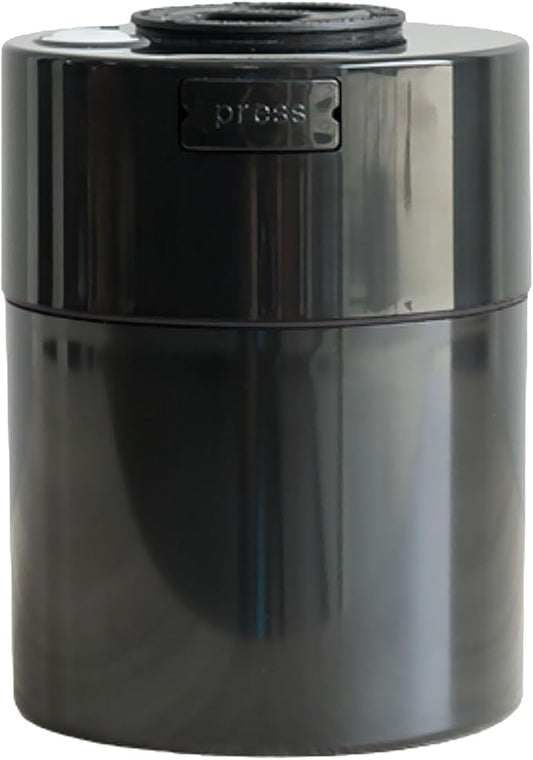 COFFEEVAC Pump It Out Airtight Coffee Container – Vacuum Storage Container for Ground Coffee Beans – Patented Vacuum Seal with Degassing Valve, 1/2 lb, Black