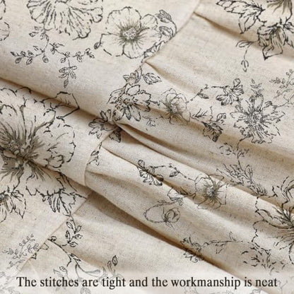 Farmhouse Floral Shower Curtain with Ruffle Hem for Bathroom