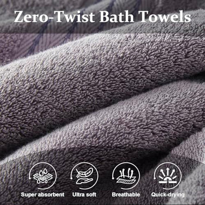 COZYART Luxury Bath Towel Set 6 Pcs, Grey 100% Turkish Cotton 650 GSM