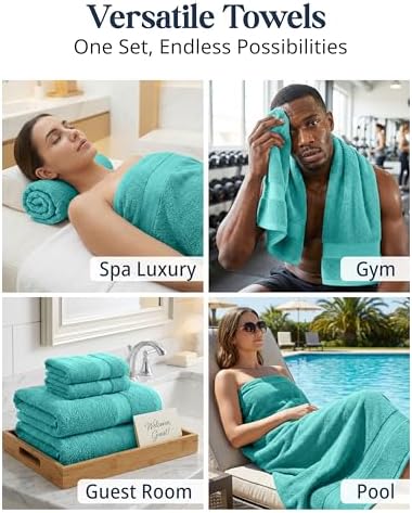 LANE LINEN Towel Set 16 Piece Soft Absorbent Quick Dry 100% Cotton - Teal