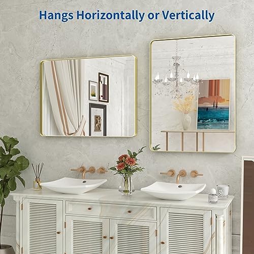 WEER Gold Bathroom Vanity Mirror 24X32 Inch
