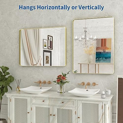 WEER Gold Bathroom Vanity Mirror 24X32 Inch
