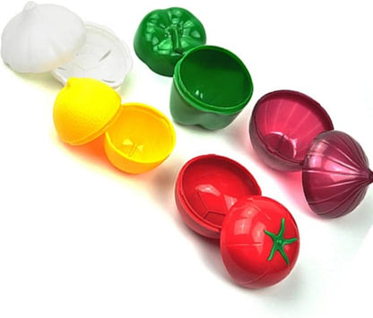 OUKEYI Fruit and Vegetable Storage Container Sets: Green Pepper, Onion, Tomato, Lemon, Garlic Keeper - Reusable, Transparent, BPA Free, Dishwasher Safe