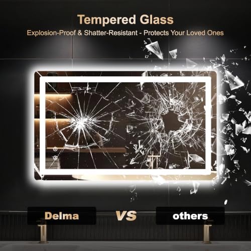 Delma 24x40 LED Bathroom Vanity Mirror with Lights, Anti-Fog, Dimmable