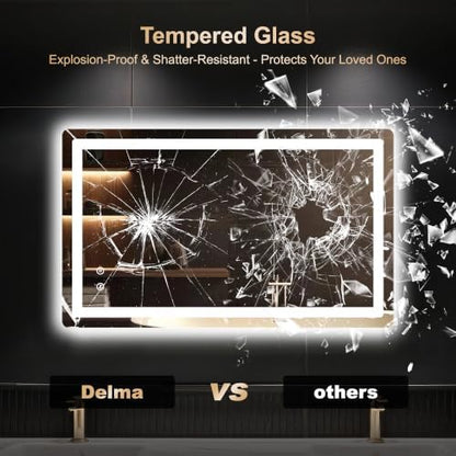 Delma 24x40 LED Bathroom Vanity Mirror with Lights, Anti-Fog, Dimmable