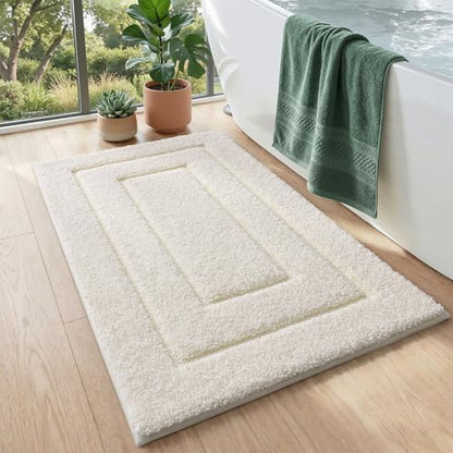 DEXI Bathroom Rugs 36x24, Non-Slip and Absorbent Bath Mat, Cream