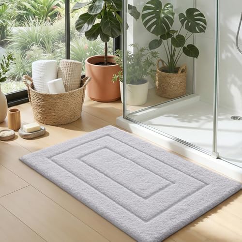 DEXI Bathroom Rugs 43x24, Non-Slip and Absorbent Bath Mat, White