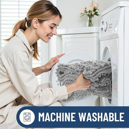 Smiry Bathroom Rugs 59X24, Extra Soft Rubber Backing Chenille Bath Mats