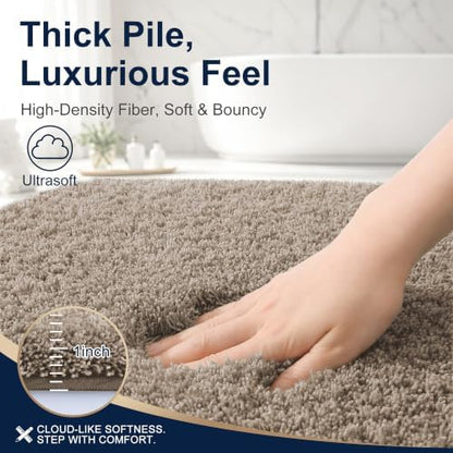 OLANLY Microfiber Bathroom Runner Rugs 59x24, Ultra Soft Bath Mat, Greige