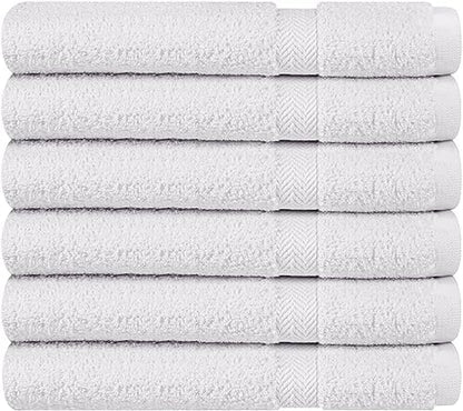 Towel and Linen Mart 100% Cotton White 6 Pack Bath Towel Set, Quick Dry, Super Absorbent, Light Weight, Soft Feel for Hotel, Spa and Bathroom (27 X 54) (White, 27 x 54 6 Pack)