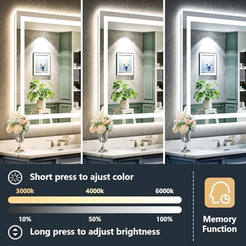 32x32 LED Bathroom Mirror with Lights, Lighted Vanity Mirror