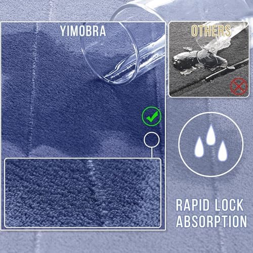 Yimobra Memory Foam Bathroom Mat Set, 24 x 17 & 24 x 20 in, Navy Blue