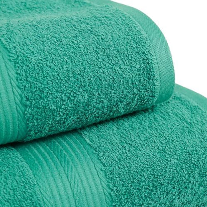 Amazon Basics 6-Piece Oversized Fade-Resistant Towel Set, 100% Cotton, Highly Absorbent, Soft, Teal, 2 Bath Towels, 2 Hand Towels, 2 Washcloths