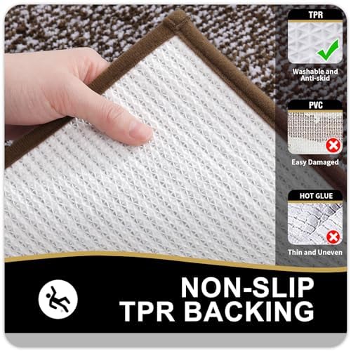 OLANLY Bathroom Rugs 30x20, Soft Absorbent Microfiber Bath Rugs, Brown