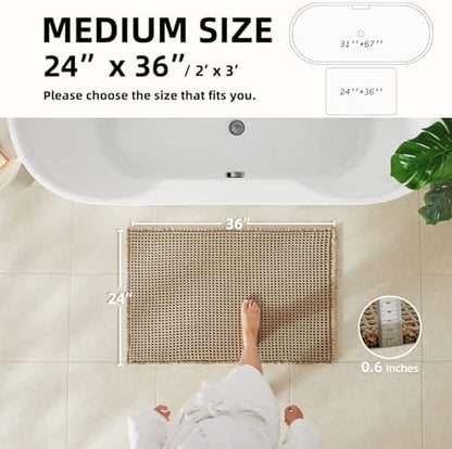 TYUU Waffle Bath Mat, Boho Bathroom Rugs Non Slip, 36x24 Beige