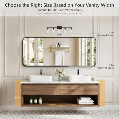 DESBING 60" x 24"Bathroom Mirror, Matte Black Wall Mirror with Metal Frame, Decorative Rectangular Vanity Mirror for Bedroom Bathroom Living Room Entryway (Horizontal/Vertical)