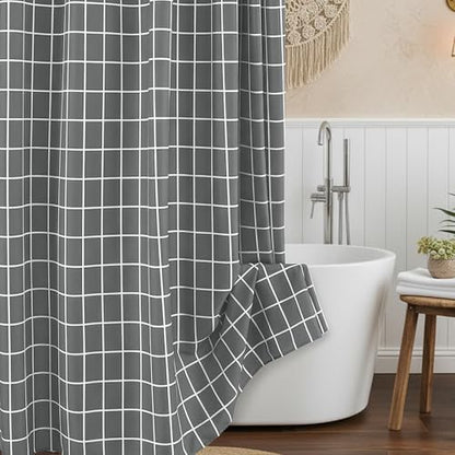 Fabric Farmhouse Shower Curtain-Modern Bathroom Shower Curtains Dark Grey
