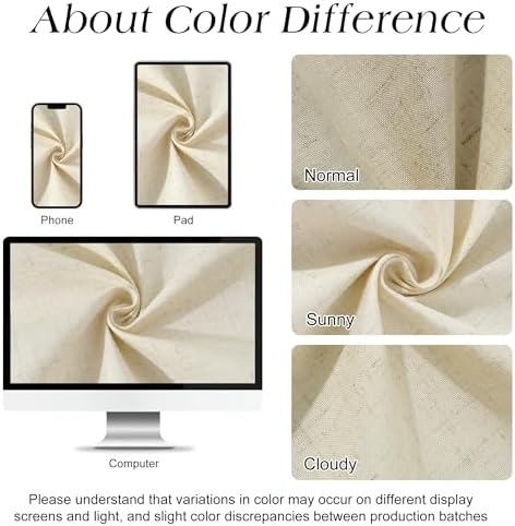 Naturoom Linen Shower Curtain 78 Inch Long for Bathroom Warm Beige