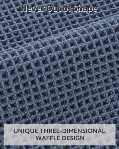 tchdio Waffle Bath Mat-Runner Rug, Super Absorbent Non Slip Bath Mats for Bathroom Machine Washable Long Rugs with Tassels, Bath Rugs for Bathroom Floor Beside Tub, 2' x 4'(24" x 48"), Blue