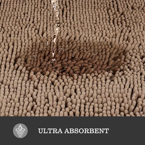 Yeaban Chenille Taupe Bathroom Runner Rug 17"x47"