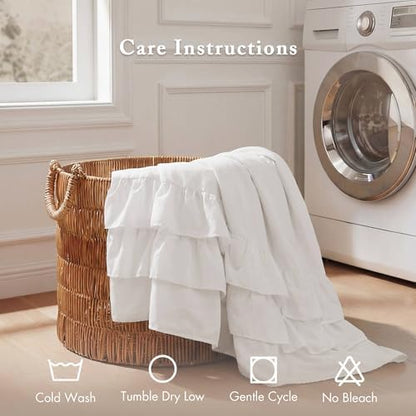 Madison Park Grace Extra Long Ruffle Shower Curtain, 72"x 84", White