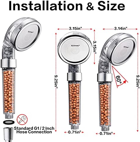 NOSAME Shower Head, Filter Filtration High Pressure Water Saving 3 Mode Function Spray Handheld Showerheads for Dry Skin & Hair
