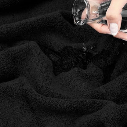 American Soft Linen Salem 100% Cotton Turkish 4 Piece Hand Towels for Bathroom, 600 GSM Soft Absorbent Quickdry Hand Face Towel Set, Black