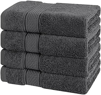American Soft Linen Salem Washcloth Sets, 4 Piece Luxury 600 GSM 100% Cotton Washcloths for Bathroom, 13x13 inches Washrags Premium Quality Hand Face Towels, Dark Gray