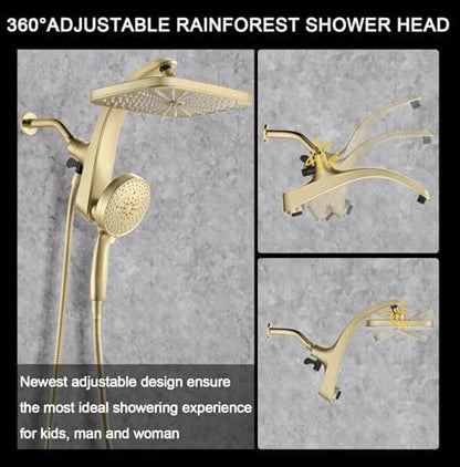 Rain Shower Head with Handheld Showerhead, Glod 1.75GPM 460311