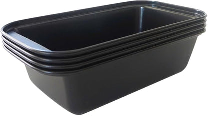 Mini Loaf Pans, 6" x 3.3" Nonstick Carbon Steel Bread Pan, Rectangle Loaf Baking Cake Tin for Small Banana Bread, Meatloaf, Sourdough, Brownies - Set of 4, Black