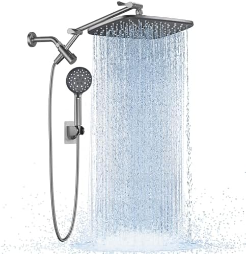 Veken Gunmetal Gray 11.8" High Pressure Shower Head with Handheld, Durable