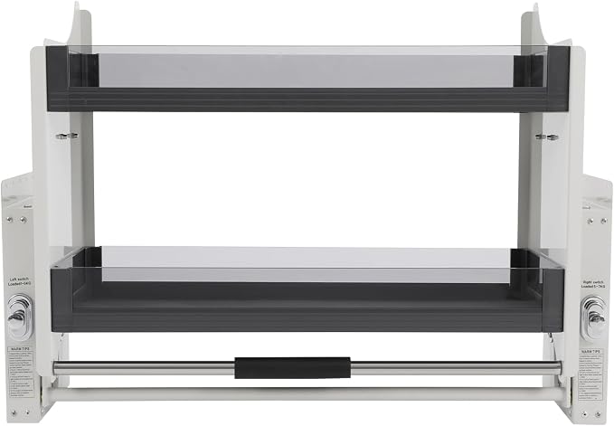 White Glass Pull-Down Shelf for Cabinets Pull Down Heavy Duty Shelf Organizer 2-Tier Space Saver 26.5lbs Capacity Easy-Access Storage Rack for Spices & Utensils
