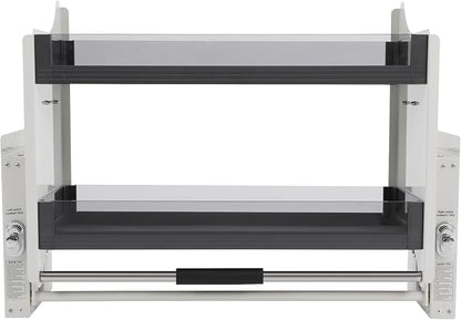 White Glass Pull-Down Shelf for Cabinets Pull Down Heavy Duty Shelf Organizer 2-Tier Space Saver 26.5lbs Capacity Easy-Access Storage Rack for Spices & Utensils