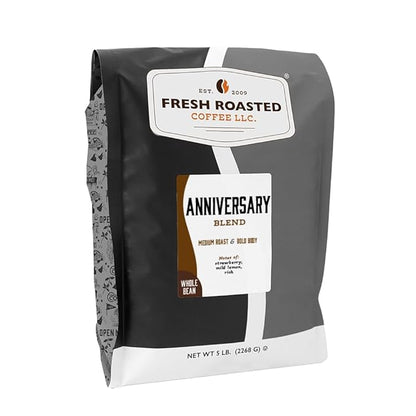 Fresh Roasted Coffee, Anniversary Blend Whole Bean Coffee, Medium Roast, Kosher, 5 lb (80 oz)