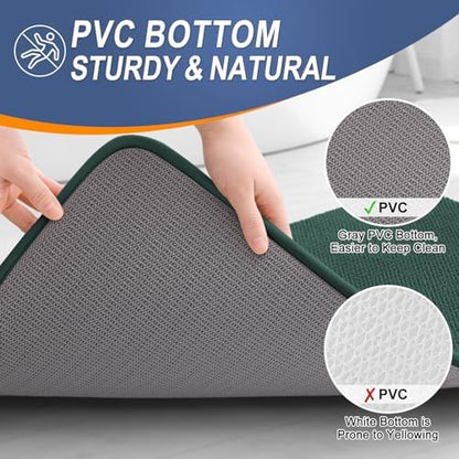 OLANLY Memory Foam Bathroom Runner Rugs 70x24, Long Mats, Blackish Green