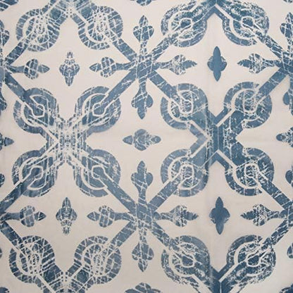 Bath Bliss 70” x 72” PEVA Shower Curtain | 12 Rust Proof Metal Grommets | Reinforced Header | Waterproof | Lisbon Design | Blue