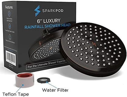 SparkPod Rain Shower Head, 6 Inch Round, Vintage Oil-Rubbed Bronze Finish