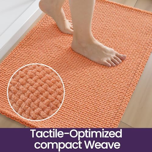 DEXI Chenille Bath Mat 36x24, Soft Absorbent Bathroom Rugs, Orange