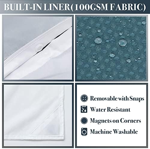 N&Y HOME Waffle Weave Shower Curtain with Snap-in Liner Set 71x72, Teal