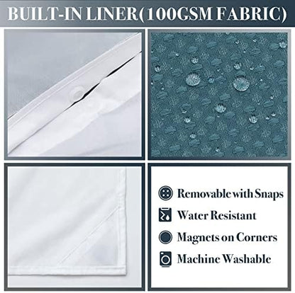 N&Y HOME Waffle Weave Shower Curtain with Snap-in Liner Set 71x72, Teal