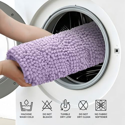 Bcoimo Bath Rug Mat,Chenille Extra Soft Lavender Bathroom Floor Shower Mats
