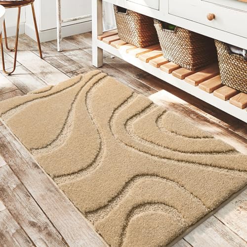DEXDE Bathroom Rugs Non-Slip Mat for Bathroom Floor Tub Shower, 24x36 Beige