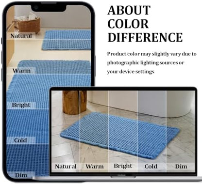 JIUZHEN Set of 2 Waffle Bath Mats Boho Bathroom Runner Rug 20"x32"+24"x60"